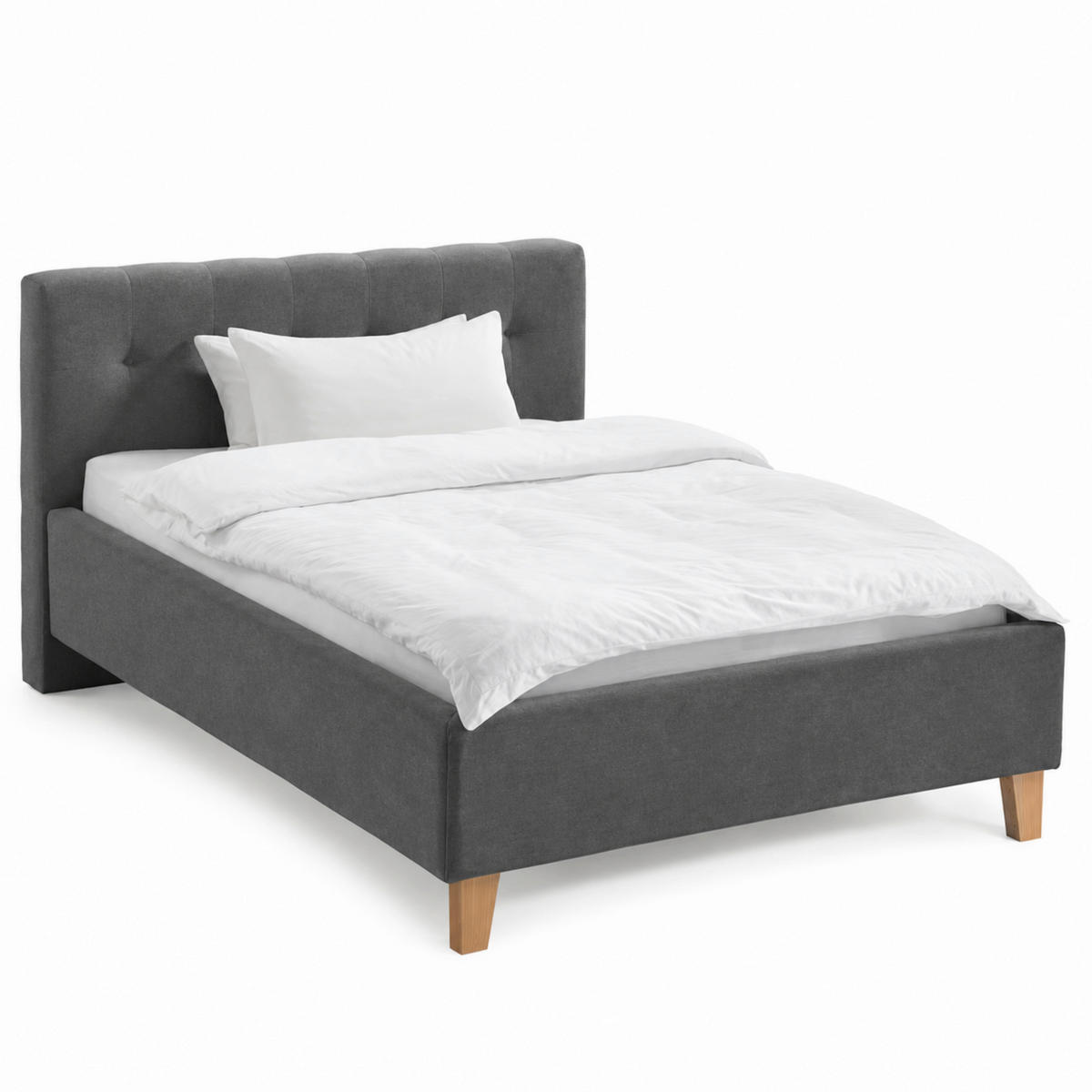 POLSTERBETT 140/200 cm,  in Anthrazit,  - Eichefarben/Anthrazit, MODERN, Holz/Textil (140/200cm) - MID.YOU