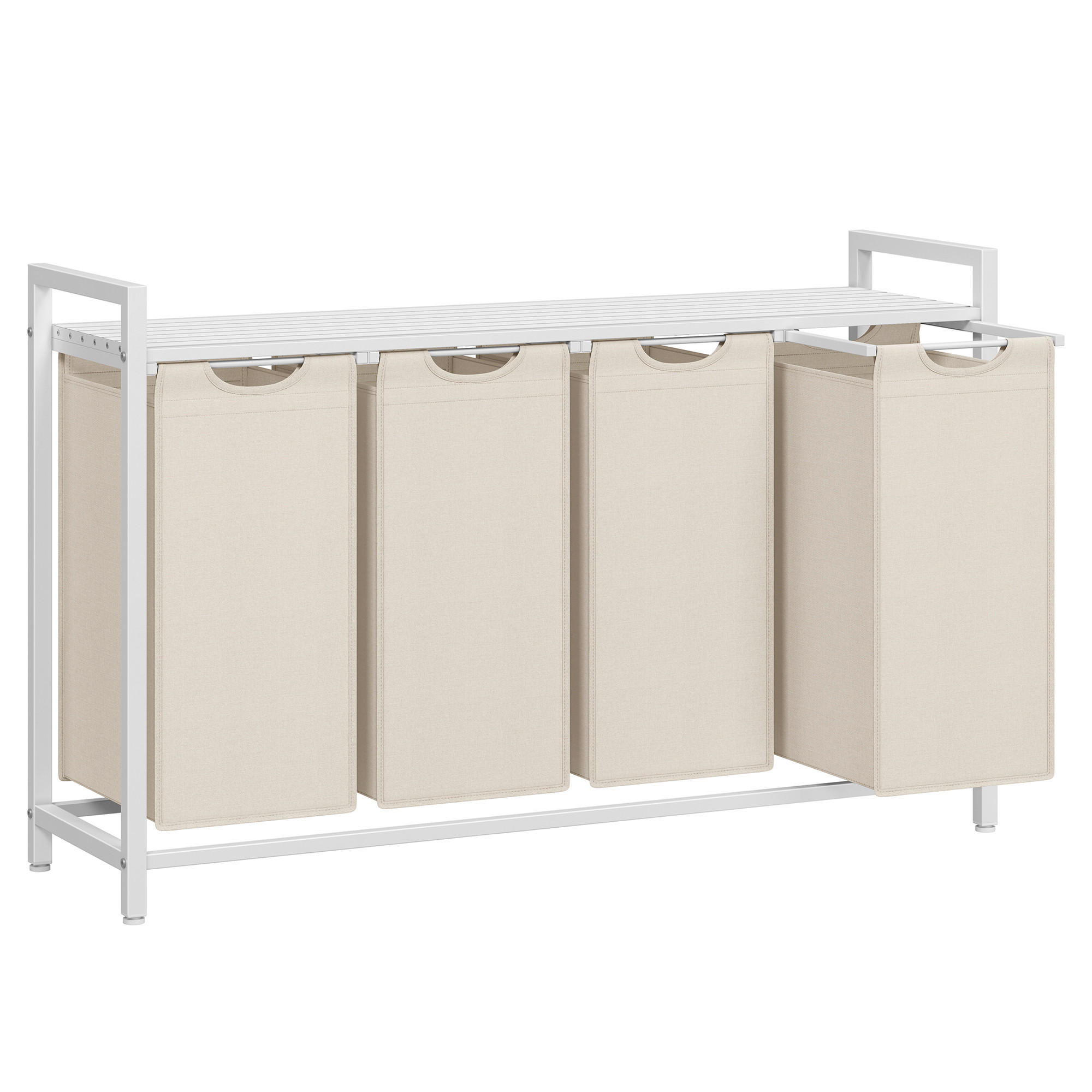 WÄSCHEKORB - Beige/Weiß, Trend, Holzwerkstoff/Textil (116/72/33cm) - MID.YOU