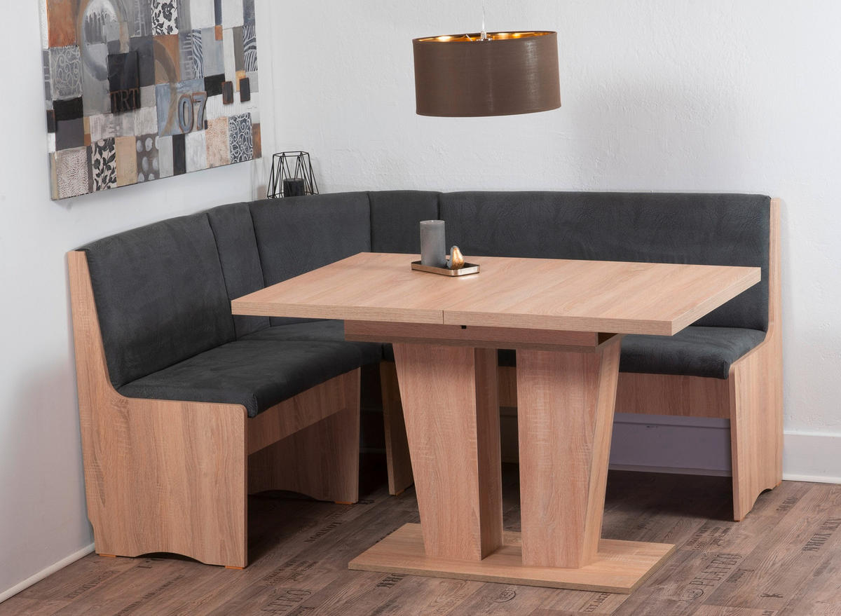 ECKBANKGRUPPE Mikrofaser Sonoma Eiche, Grau  - Grau/Sonoma Eiche, KONVENTIONELL, Holz/Textil (125/89/165cm) - MID.YOU