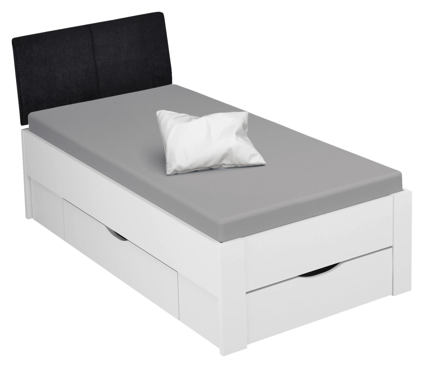 STAURAUMBETT 90/200 cm  in Weiß  - Schwarz/Weiß, Design, Holzwerkstoff/Textil (90/200cm) - Xora