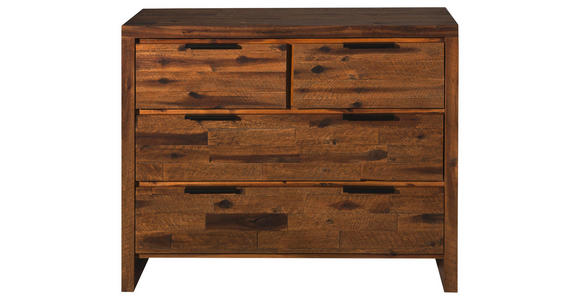 KOMMODE Akazie massiv gebeizt Akaziefarben - Schwarz/Akaziefarben, Natur, Holz/Metall (100/85/40cm) - Linea Natura