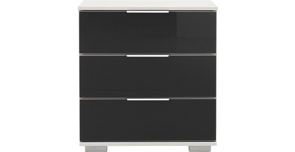 NACHTKÄSTCHEN 52/58/38 cm in Schwarz, Weiß - Chromfarben/Schwarz, Design, Glas/Holzwerkstoff (52/58/38cm) - Carryhome