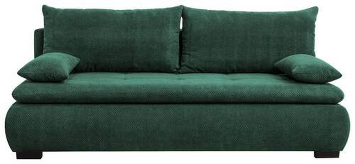 SCHLAFSOFA in Webstoff, Plüsch Dunkelgrün  - Dunkelgrün/Schwarz, Konventionell, Textil (203/72-96/98cm) - Novel