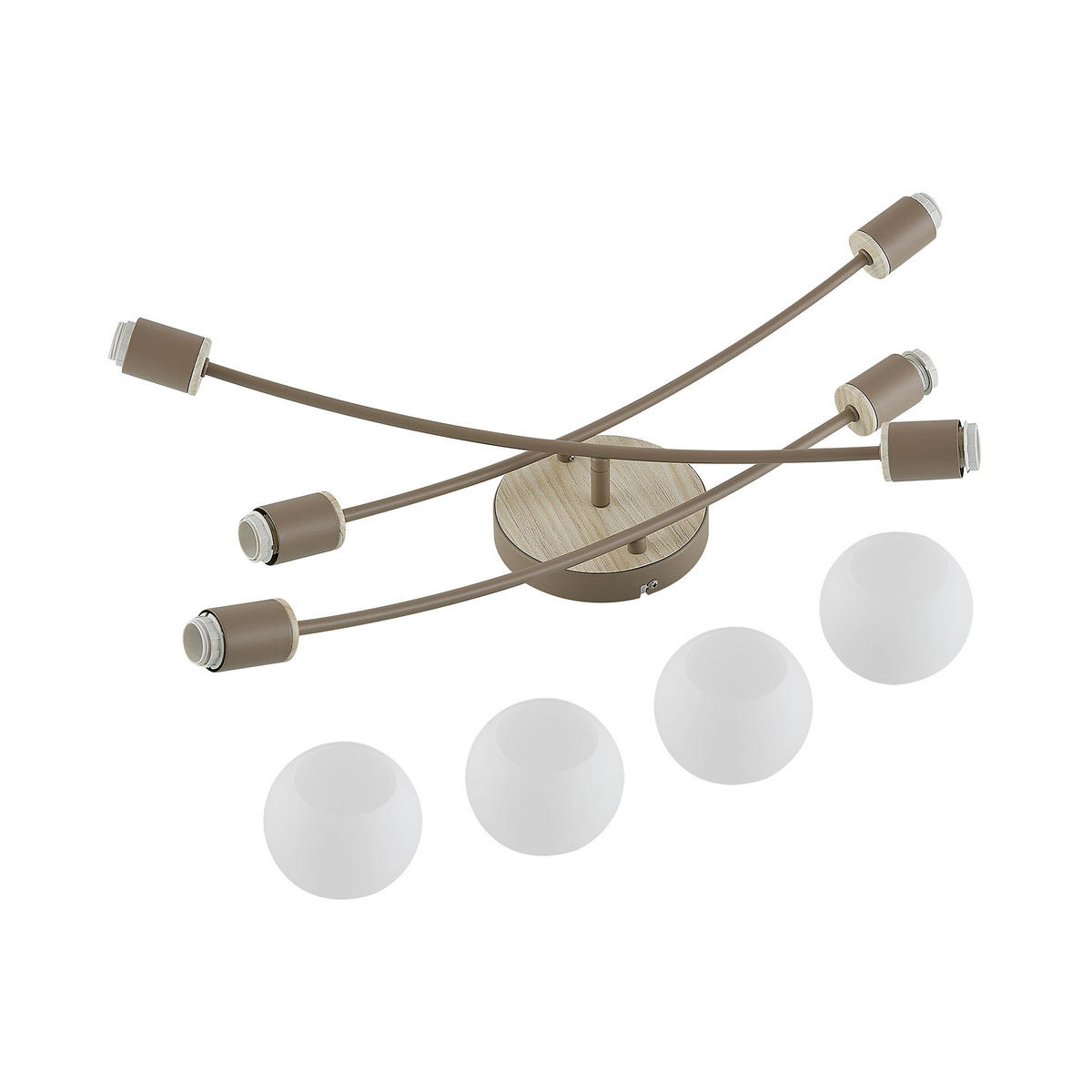 DECKENLEUCHTE Merope 84/72/18 cm   - Sandfarben/Eschefarben, Basics, Glas/Metall (84/72/18cm) - Novel