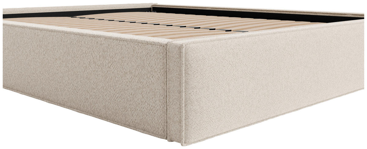 POLSTERBETT 120/200 cm,  in Beige, Lattenrost, Bettkasten,  - Beige/Schwarz, Design, Holz/Textil (120/200cm) - Chameo