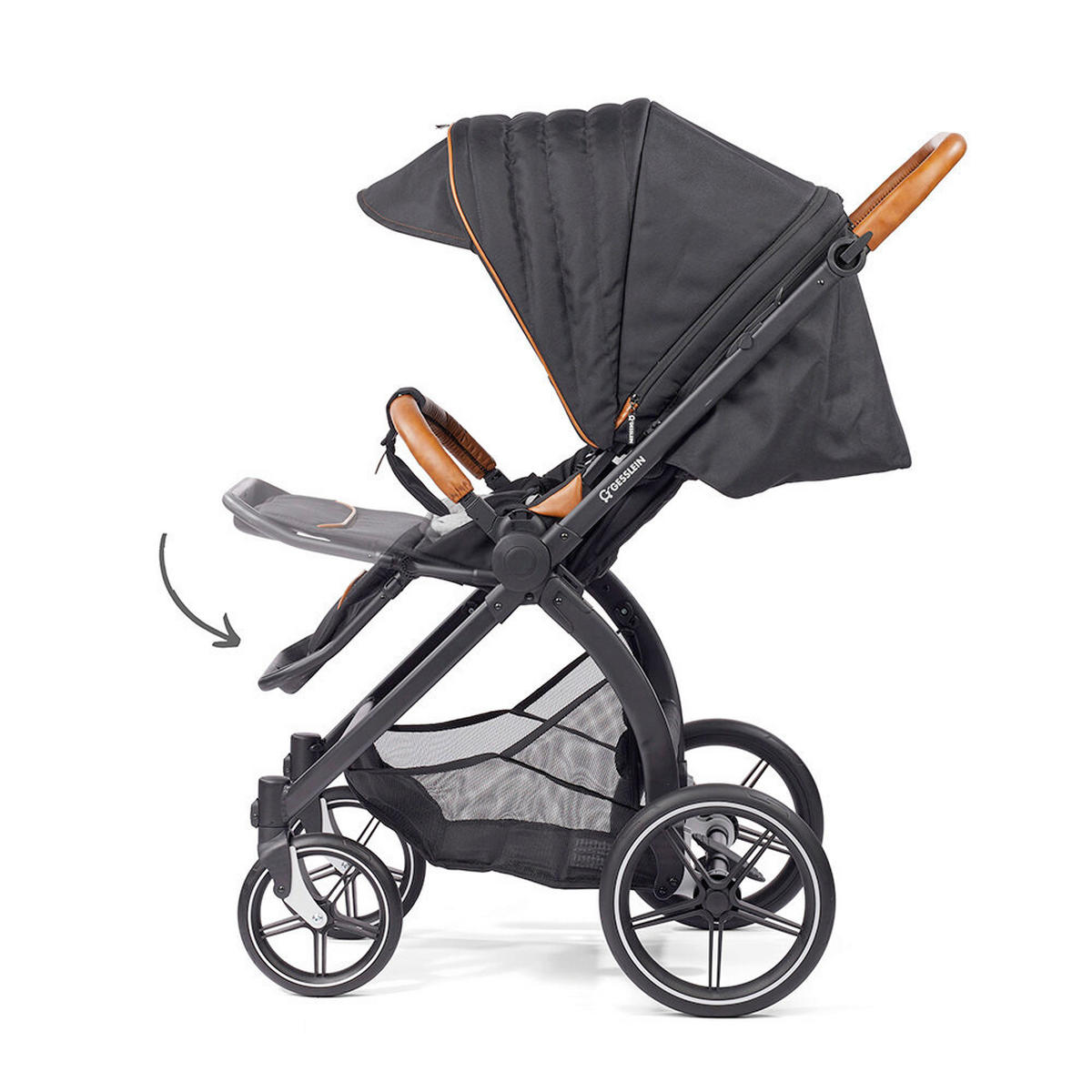 KOMBIKINDERWAGEN  FX4 Swing Set  Mokka  - Beige/Schwarz, Basics, Textil (100/55/130cm) - Gesslein