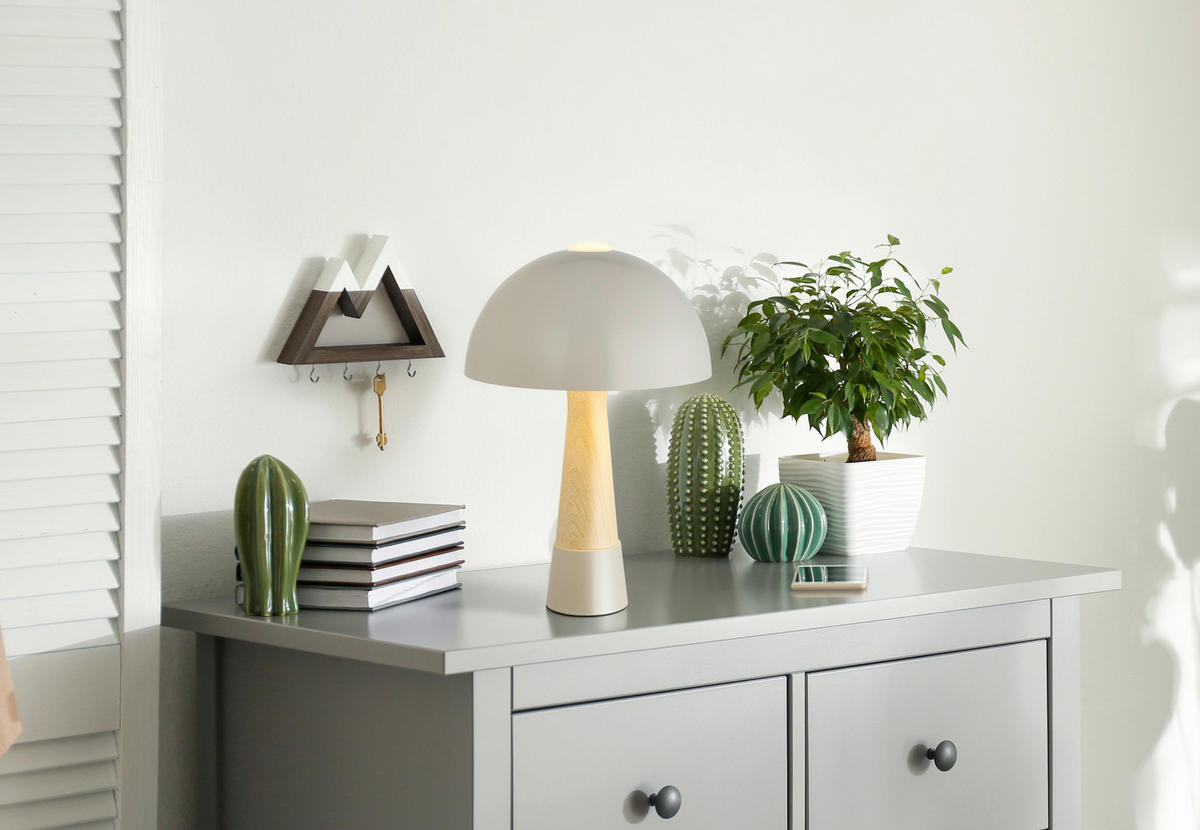 TISCHLEUCHTE PAULIN 25/36.5 cm  - Schwarz/Grau, Design, Kunststoff/Metall (25/36.5cm) - Globo