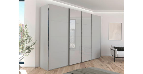 SCHWEBETÜRENSCHRANK 316/235/68 cm 4-türig Grau - Chromfarben/Grau, KONVENTIONELL, Glas/Holzwerkstoff (316/235/68cm) - Novel
