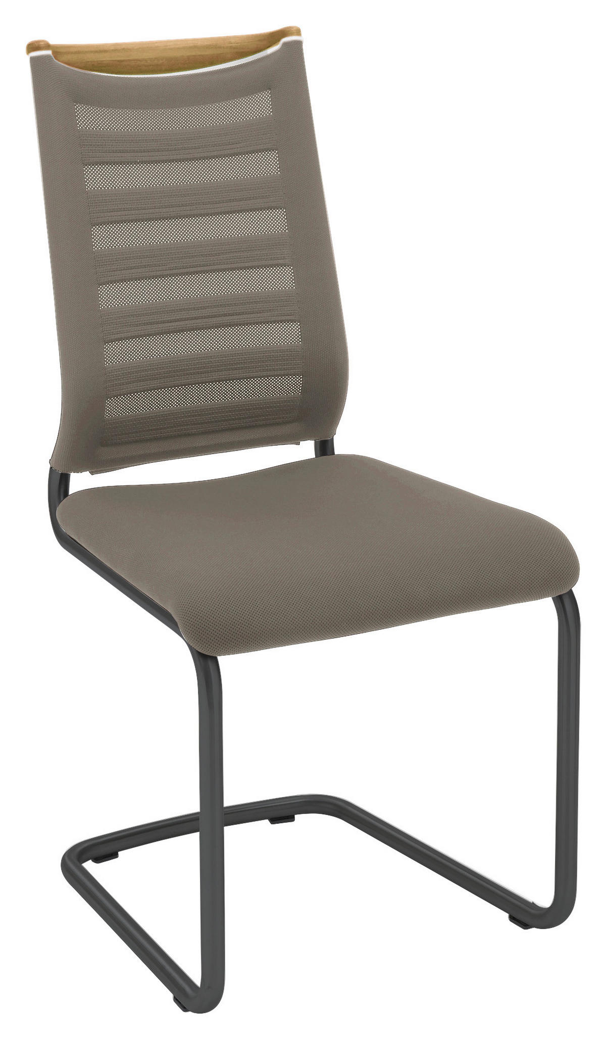 SCHWINGSTUHL  in Flachgewebe, Netz  - Eichefarben/Graubraun, Design, Holz/Textil (47/99/59cm) - Venjakob