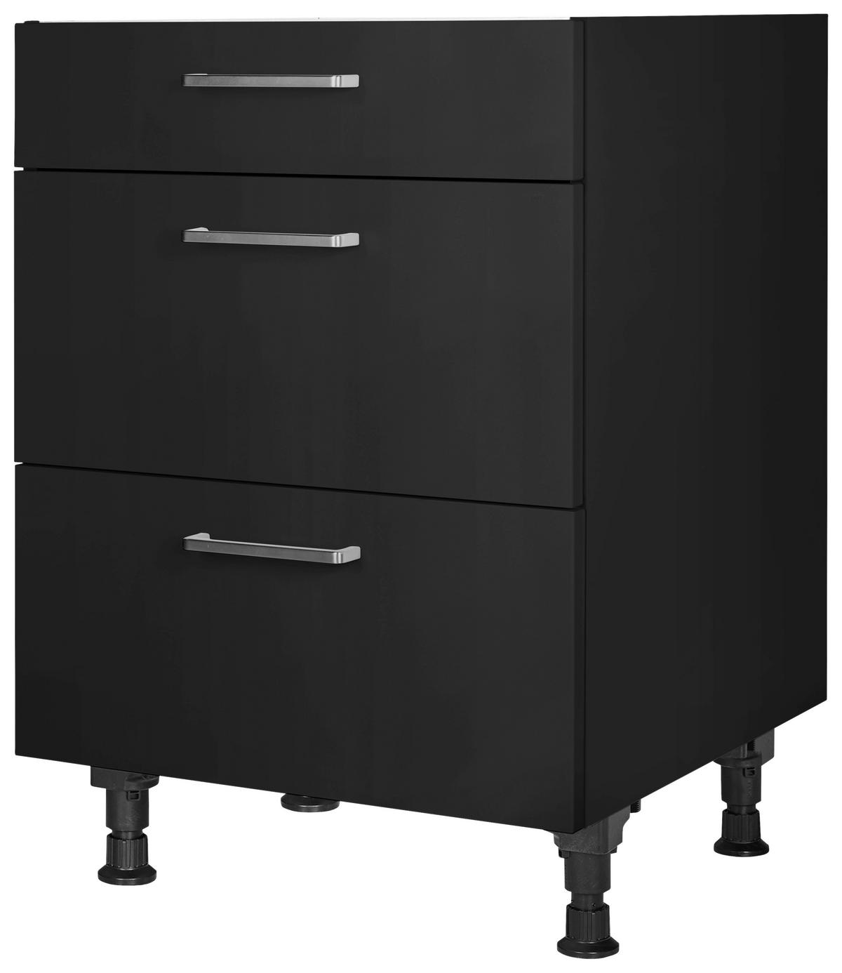 KOCHFELDUMBAUSCHRANK 60/87/56 cm  in Schwarz  - Edelstahlfarben/Schwarz, MODERN, Holzwerkstoff/Metall (60/87/56cm) - Nobilia