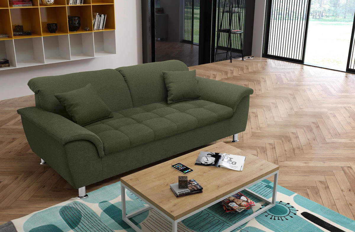 2-SITZER-SOFA in Webstoff Grün  - Chromfarben/Grün, KONVENTIONELL, Textil/Metall (190/81/97cm) - MID.YOU