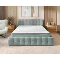 POLSTERBETT 180/200 cm,  in Hellgrau, Matratze, gepolstertes Kopfteil, Lattenrost, Bettkasten, Topper, H3 + H3 = fest  - Hellgrau/Schwarz, MODERN, Holz/Kunststoff (180/200cm) - Chameo