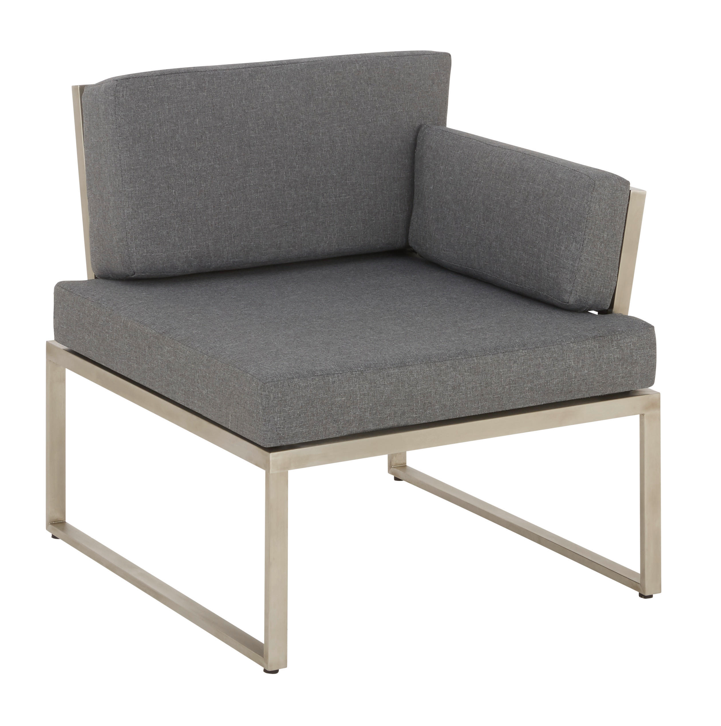 LOUNGEENDTEIL  - Edelstahlfarben/Dunkelgrau, Modern, Textil/Metall (70/75/83cm) - Amatio