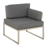 LOUNGEENDTEIL  - Edelstahlfarben/Dunkelgrau, Modern, Textil/Metall (70/75/83cm) - Amatio