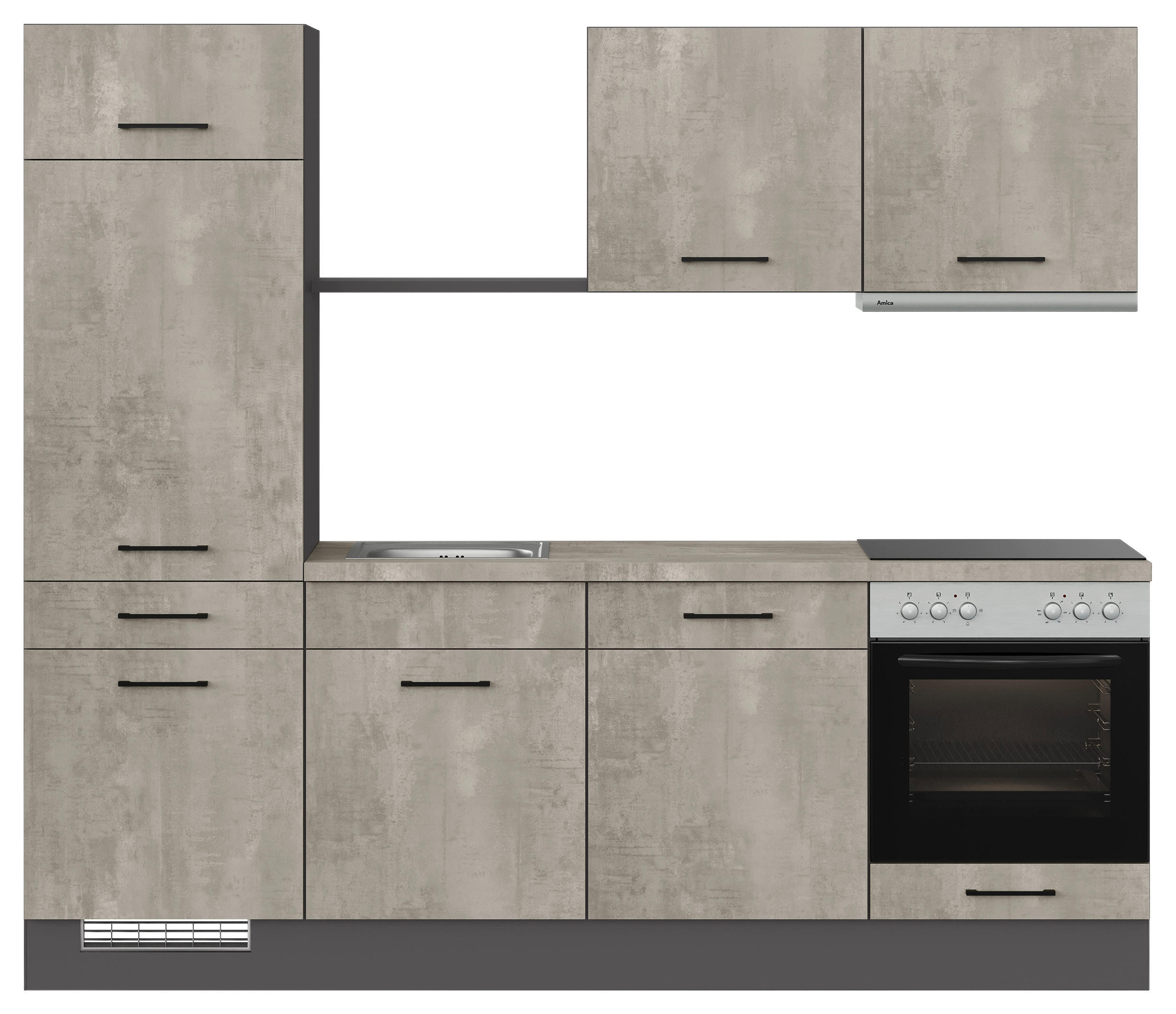 KÜCHENBLOCK 270 cm   in Graphitfarben, Grau  - Schwarz/Graphitfarben, Trend, Holzwerkstoff/Metall (270cm) - Impuls