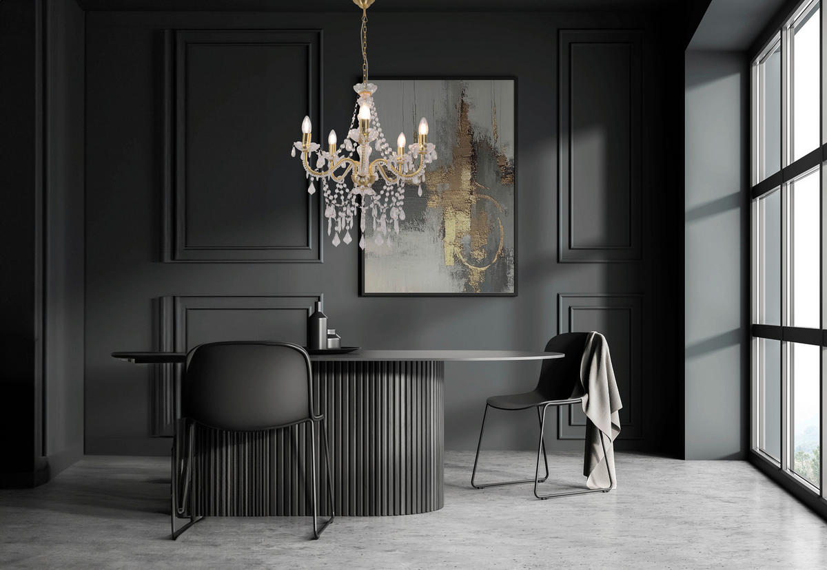 KRONLEUCHTER 52/85 cm   - Goldfarben, ROMANTIK / LANDHAUS, Kunststoff/Metall (52/85cm) - Näve