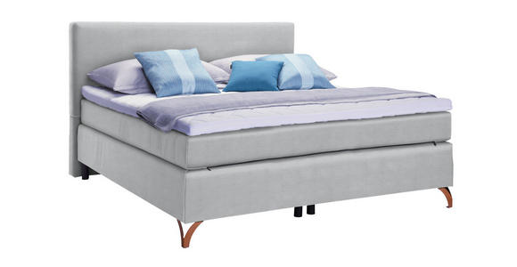 BOXSPRINGBETT 120/200 cm in Hellgrau - Hellgrau/Kupferfarben, KONVENTIONELL, Textil/Metall (120/200cm) - Esposa