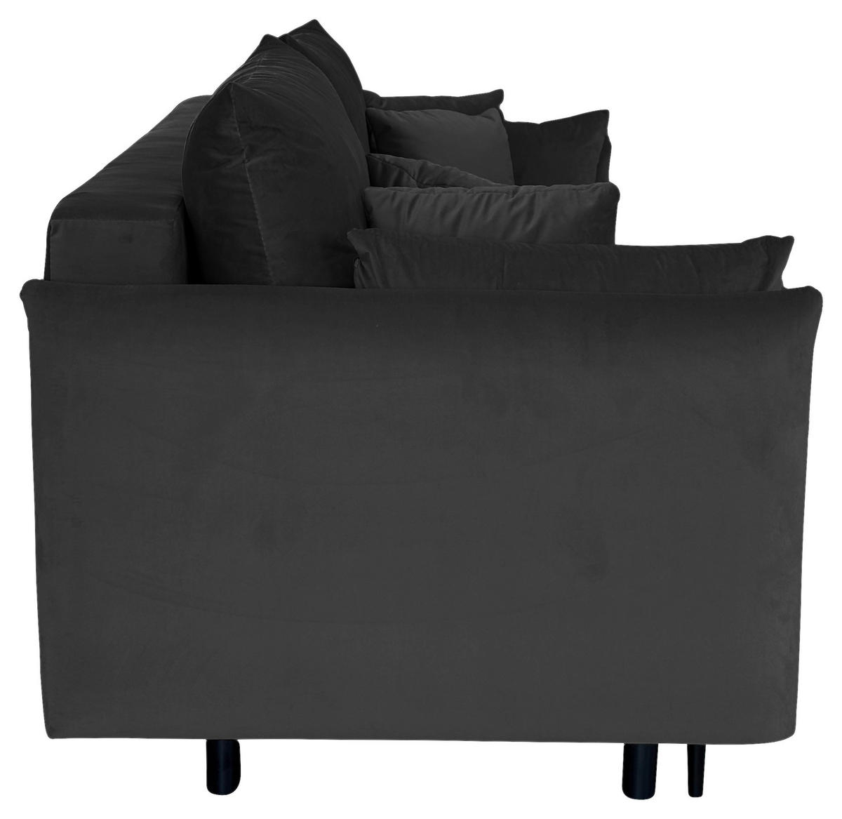 SCHLAFSOFA  mit Liegefunktion Velours Grau  - Schwarz/Grau, Design, Holz/Kunststoff (220/96/102cm) - MID.YOU