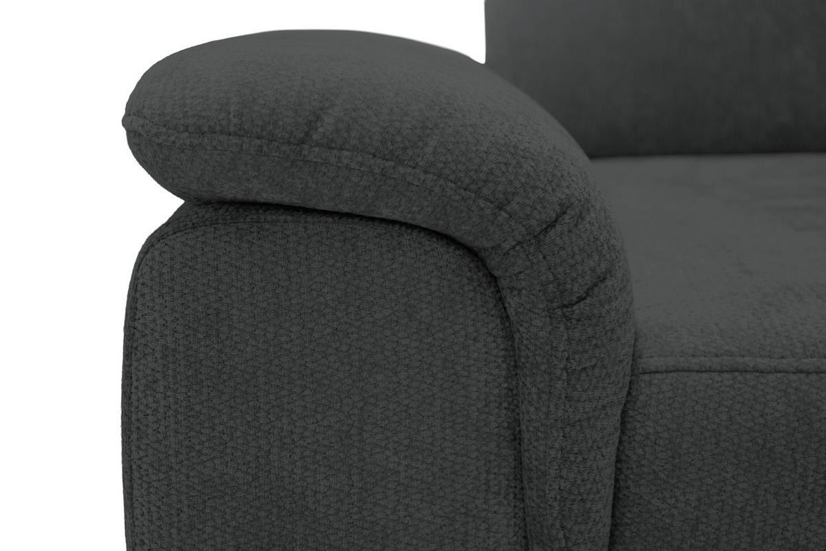 ECKSOFA Schwarz Chenille Bettkasten, Schlaffunktion, Rücken echt, Kopfteilverstellung, Liegefläche im Originalstoff  - Schwarz, KONVENTIONELL, Textil/Metall (265/206cm) - Carryhome