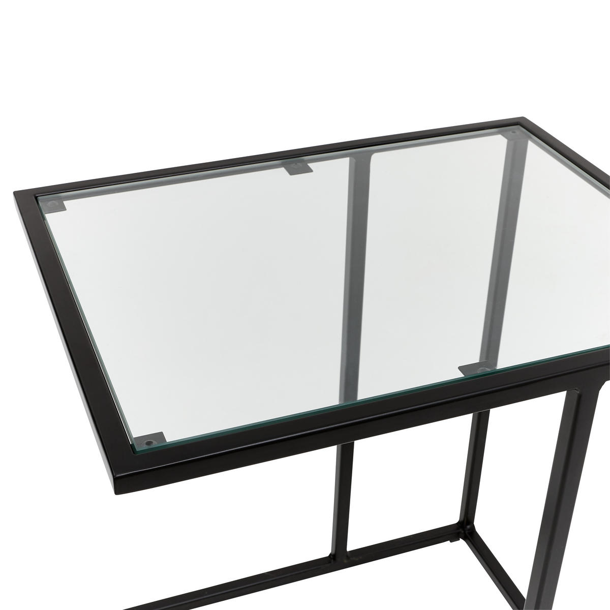 BEISTELLTISCH in Metall, Glas 45/35/46 cm  - Schwarz, Design, Glas/Metall (45/35/46cm) - Novel