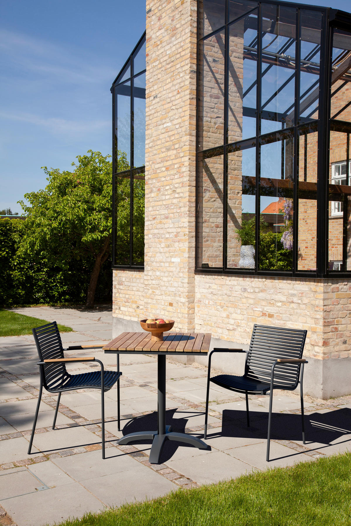 BALKONSET   - Anthrazit/Schwarz, Natur, Holz/Kunststoff (105/74/70cm) - Gardenson