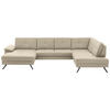 WOHNLANDSCHAFT in Lederlook, Mikrofaser Beige  - Beige/Schwarz, Design, Textil/Metall (179/343/220cm) - Beldomo System