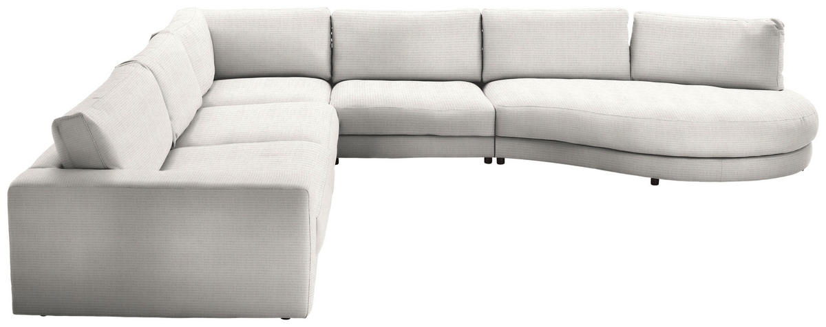 ECKSOFA  in Chenille, Cord Creme  365/425 cm  - Creme/Schwarz, Design, Kunststoff/Textil (365/425cm) - Lomoco