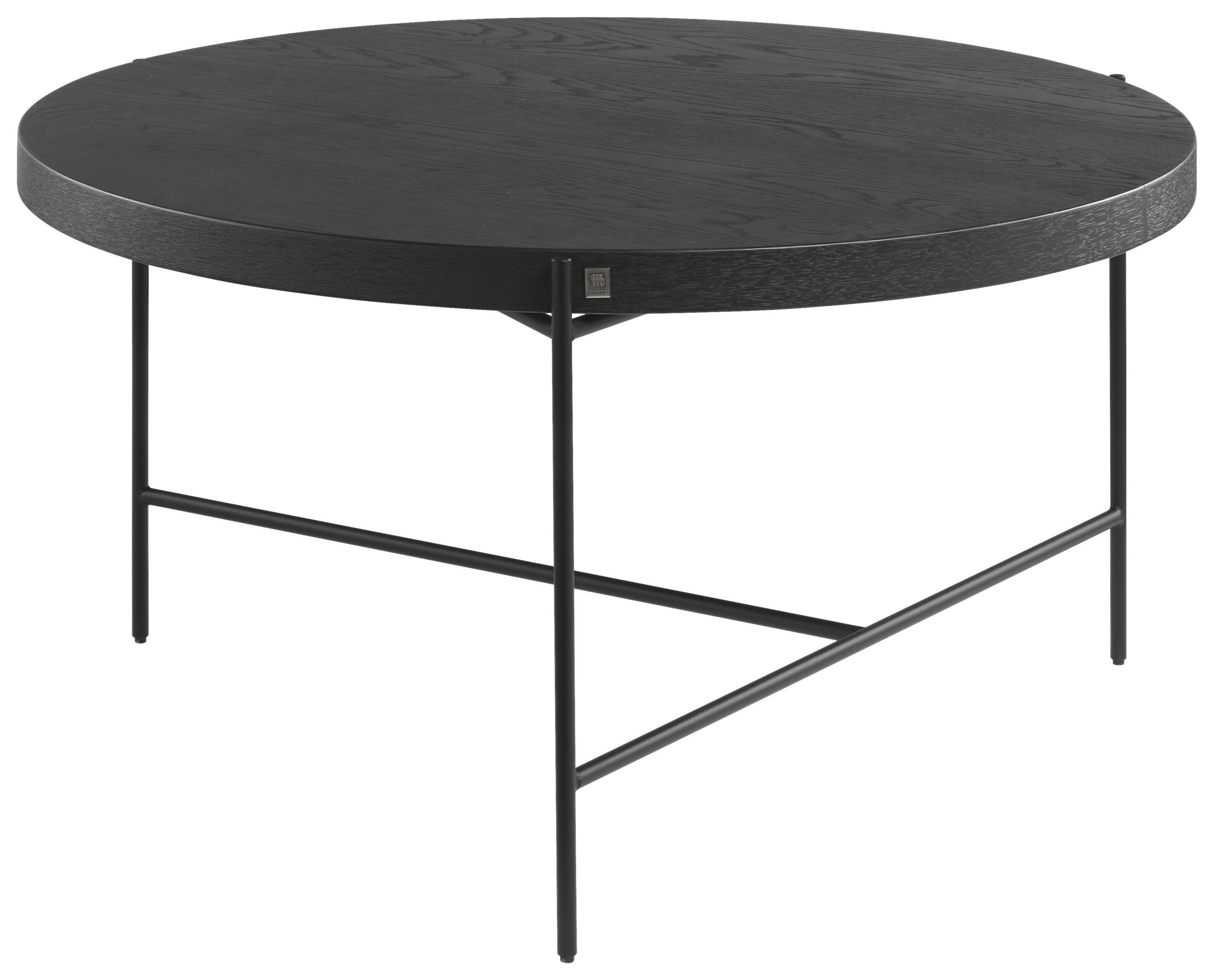 COUCHTISCH JUSTB! Eiche furniert 83/83/43 cm rund Anthrazit, Schwarz - Anthrazit/Schwarz, Design, Holz/Metall (83/83/43cm) - Musterring