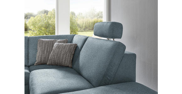 ECKSOFA in Mikrofaser Blau 275/242 cm - Blau/Alufarben, Design, Textil/Metall (275/242cm) - Dieter Knoll