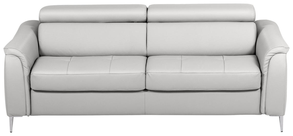 SCHLAFSOFA in Lederlook Echtleder Platinfarben  - Platinfarben, Design, Leder/Textil (203/77-98/103cm) - MID.YOU
