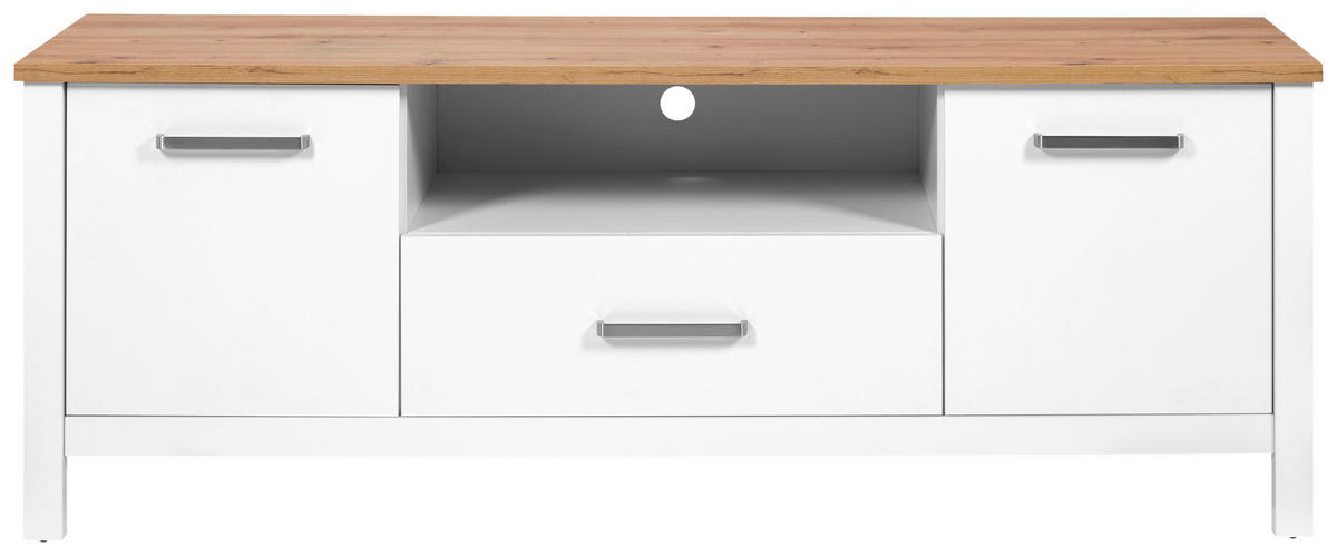 NISKA KOMODA   173/64/45 cm   bijela, hrast Artisan   - bijela/srebrne boje, Romantično / ladanjski, drvni materijal/metal (173/64/45cm)