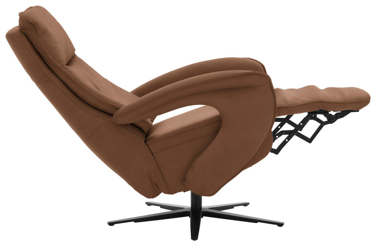 RELAXSESSEL in Leder Braun  - Schwarz/Braun, Design, Leder/Metall (77/110/87cm) - Valdera