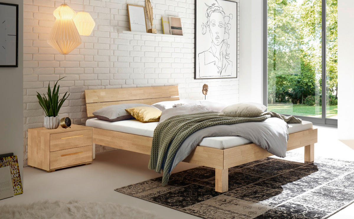 BETT 200/200 cm  in Eiche Bianco   - Eiche Bianco/Eichefarben, Natur, Holz (200/200cm) - Hasena
