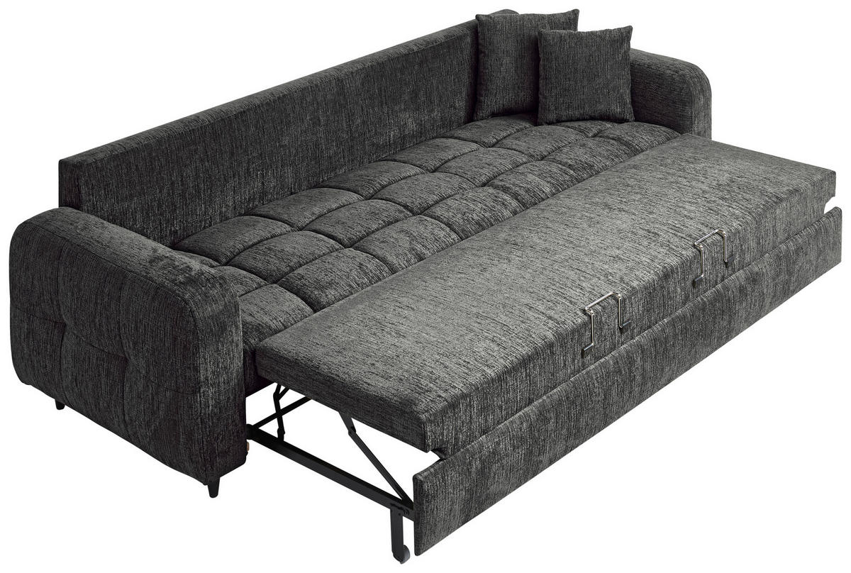 KANAPÉÁGY textil antracit  - fekete/antracit, Design, textil/fa (236/88/101cm) - Stylife