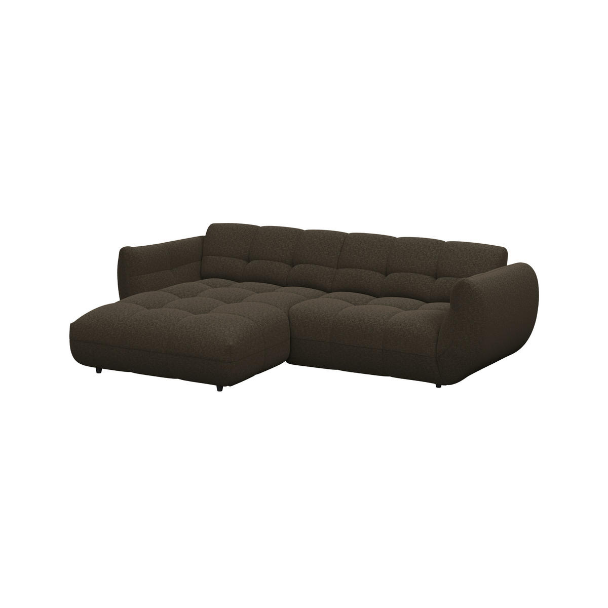 ECKSOFA Dunkelbraun Chenille  - Dunkelgrün/Dunkelbraun, Trend, Kunststoff/Textil (178/280cm) - MID.YOU