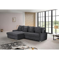 ECKSOFA in Mikrofaser Dunkelgrau  - Dunkelgrau/Silberfarben, Modern, Holz/Textil (164/293cm) - MID.YOU