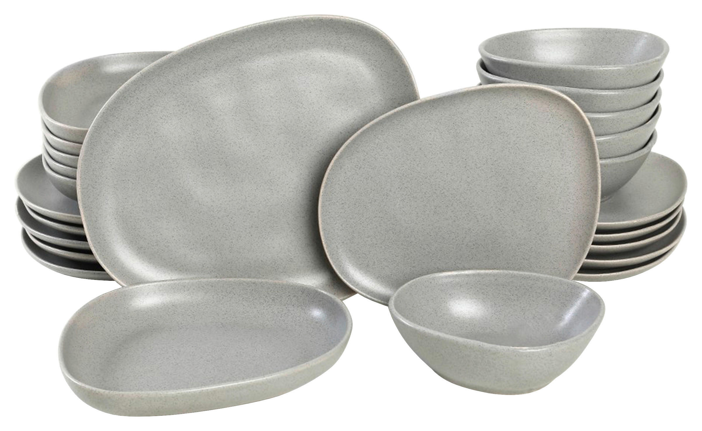KOMBISERVICE Grau 24-teilig  - Grau, Basics, Keramik - P & B