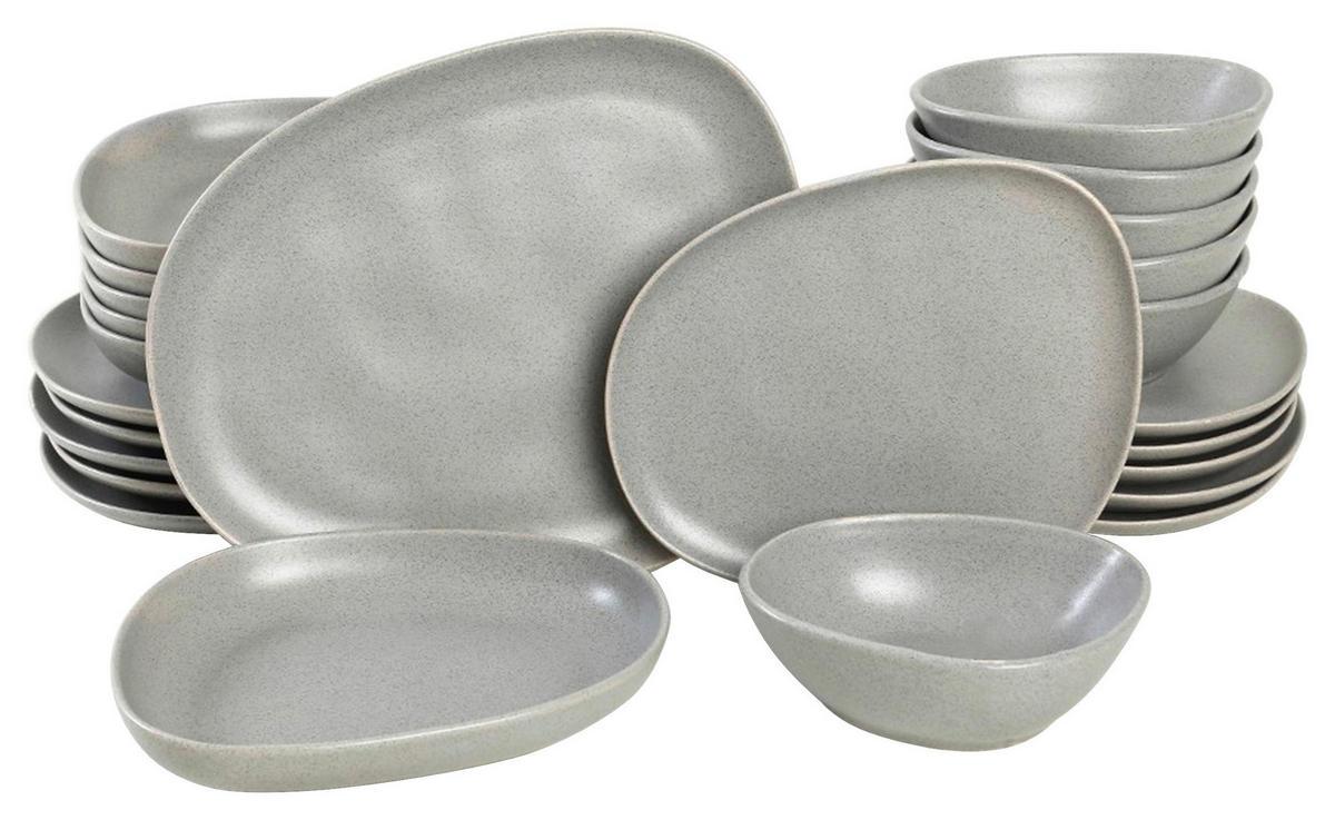 KOMBISERVICE Grau 24-teilig 6 Personen  - Grau, Basics, Keramik - P & B