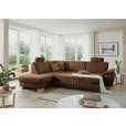 ECKSOFA in Mikrofaser Braun  - Wildeiche/Beige, KONVENTIONELL, Holz/Textil (236/286cm) - Voleo