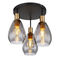 DECKENLEUCHTE  38/38 cm    - Messingfarben/Schwarz, Design, Glas/Metall (38/38cm) - Globo