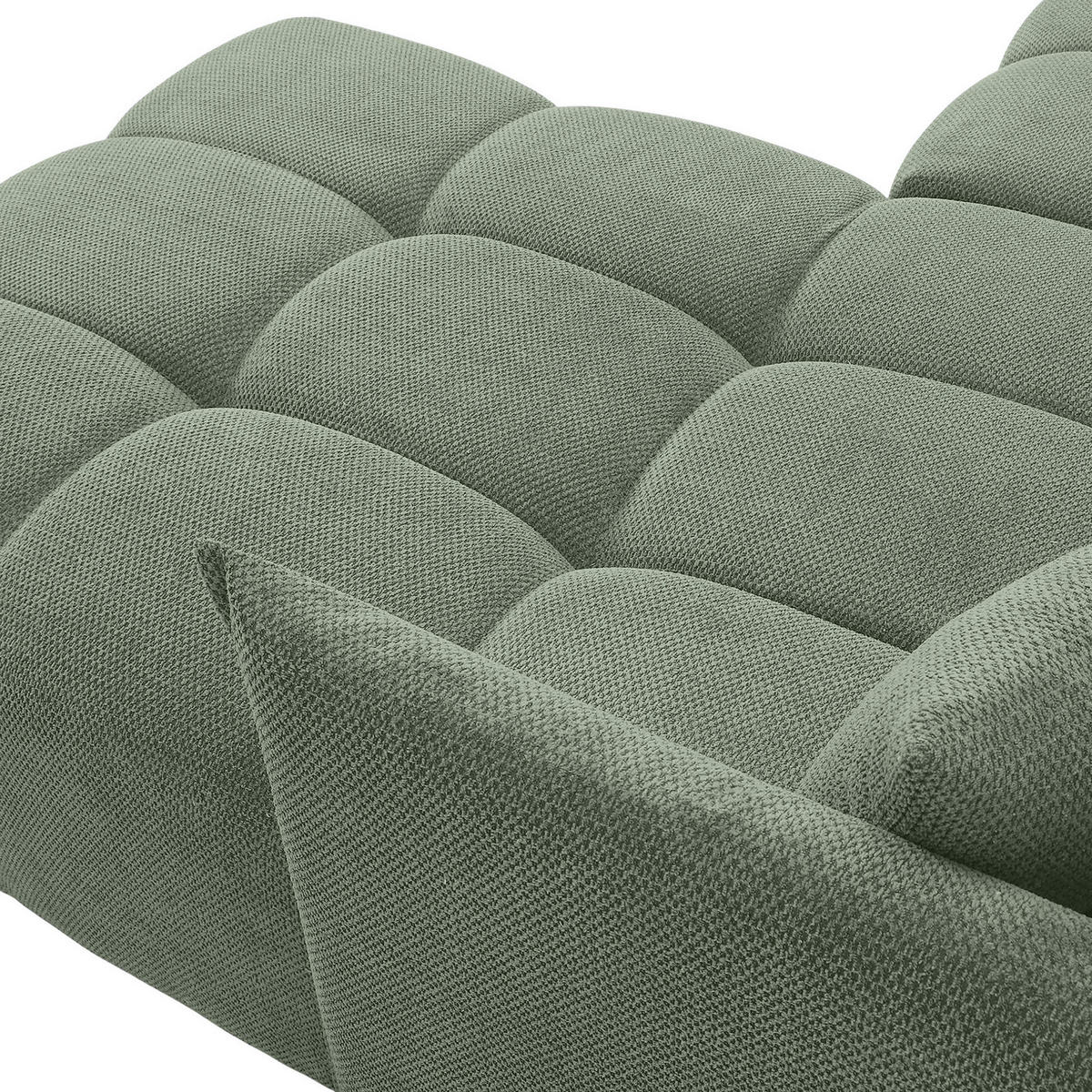 ECKSOFA Salbeigrün Plüsch Zierkissen, Rückenkissen, Bettkasten, Schlaffunktion, Rücken echt, Liegefläche im Originalstoff  - Salbeigrün/Schwarz, KONVENTIONELL, Kunststoff/Textil (253/192cm) - Carryhome