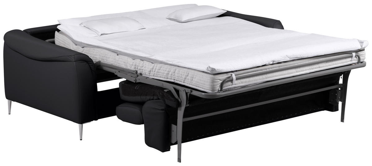 SCHLAFSOFA in Textil, Leder Schwarz  - Schwarz, Design, Leder/Textil (203/77-98/103cm) - MID.YOU