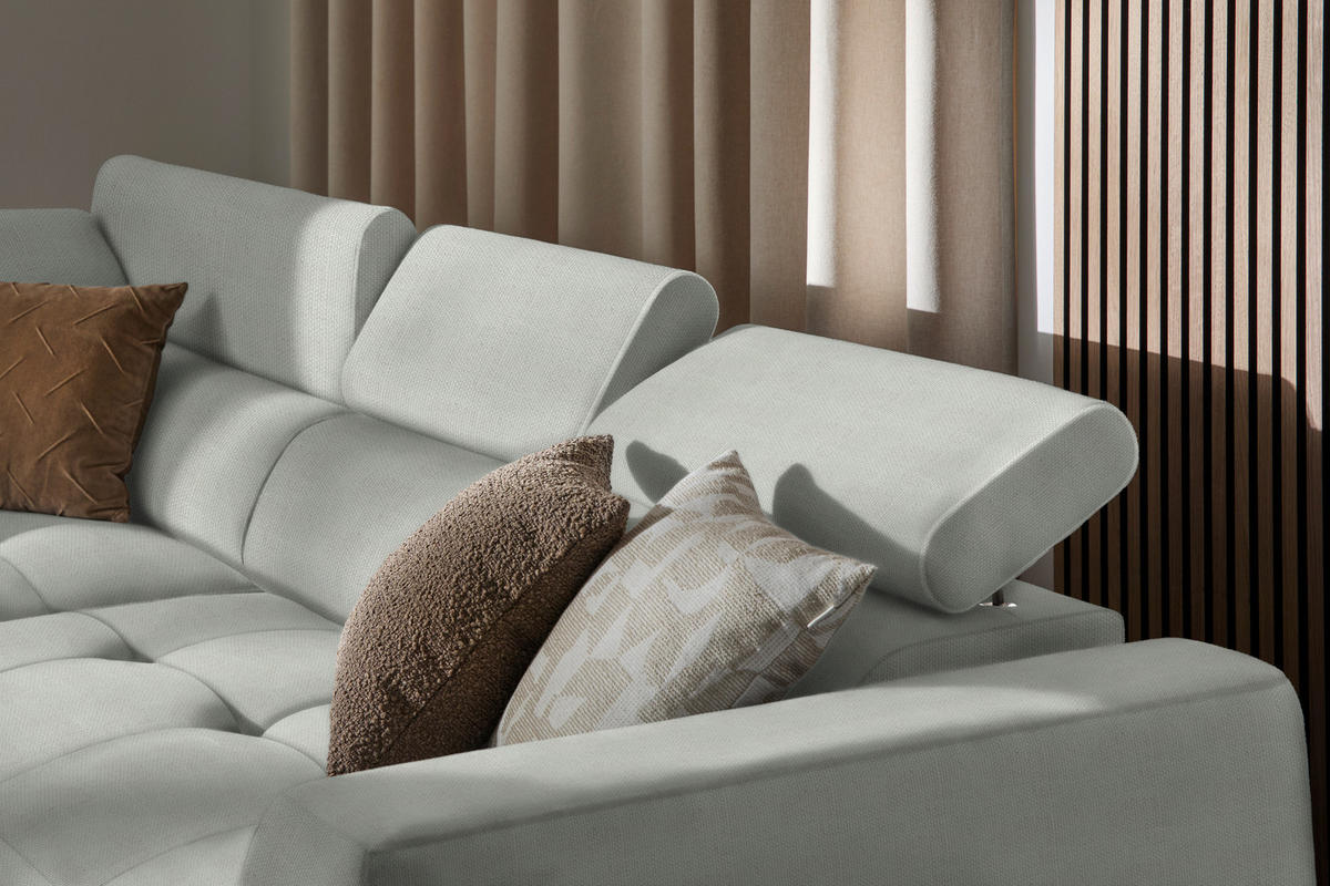 ECKSOFA in Struktur Silberfarben  - Silberfarben/Schwarz, Design, Kunststoff/Textil (205/284cm) - MID.YOU