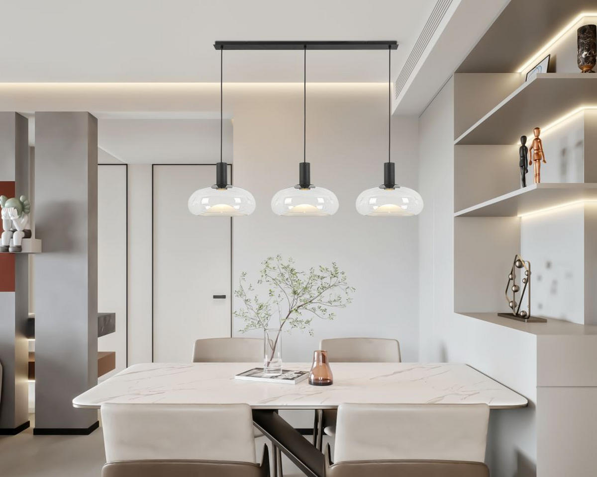 HÄNGELEUCHTE Lune 135,5/37/183 cm   - Schwarz, Design, Glas/Metall (135,5/37/183cm) - Dieter Knoll