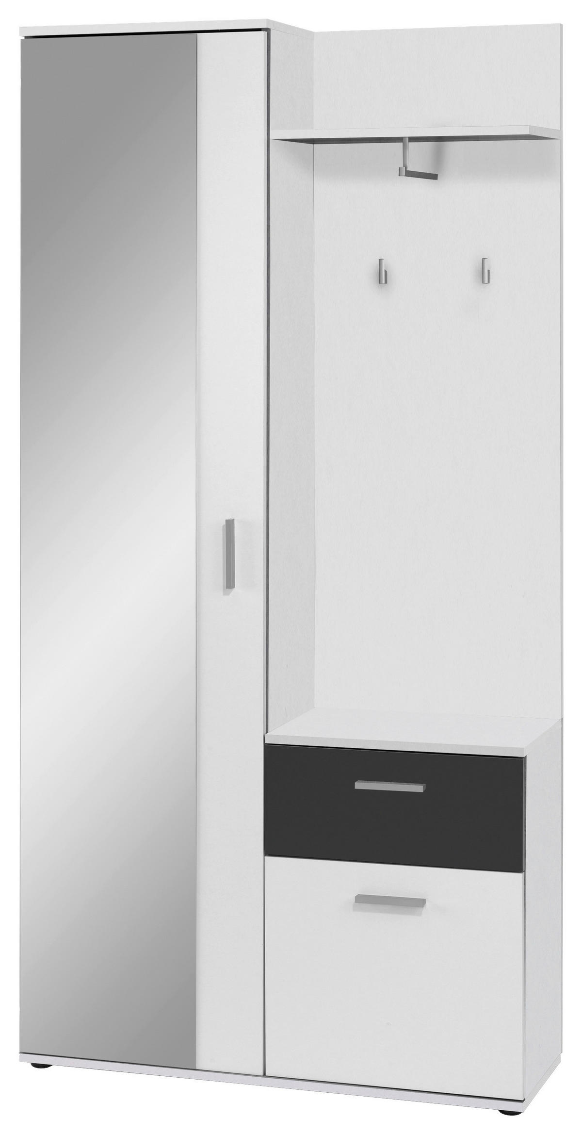 GARDEROBE  in 97/195/30 cm  - Schwarz/Weiß, MODERN, Holzwerkstoff (97/195/30cm) - MID.YOU