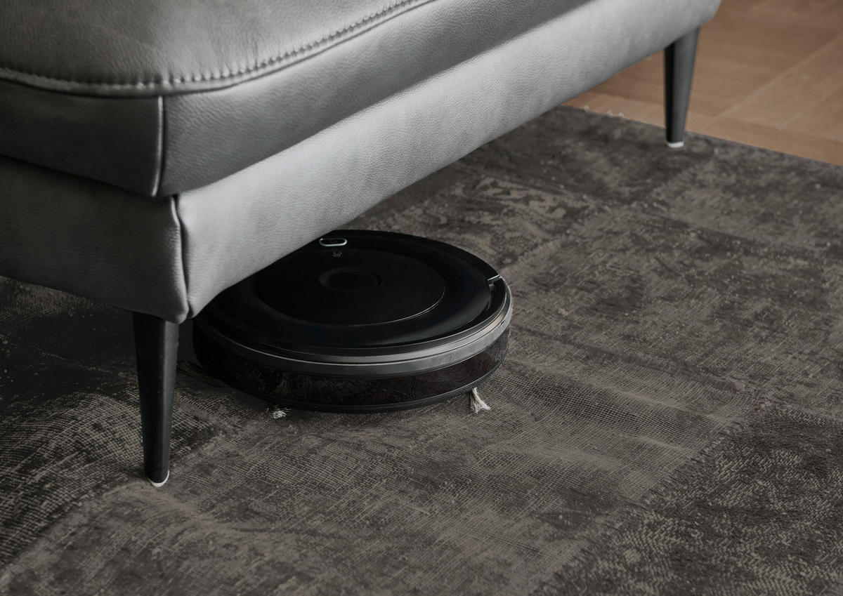 ECKSOFA in Echtleder Anthrazit  - Anthrazit/Schwarz, Design, Leder/Metall (334/172cm) - Hukla
