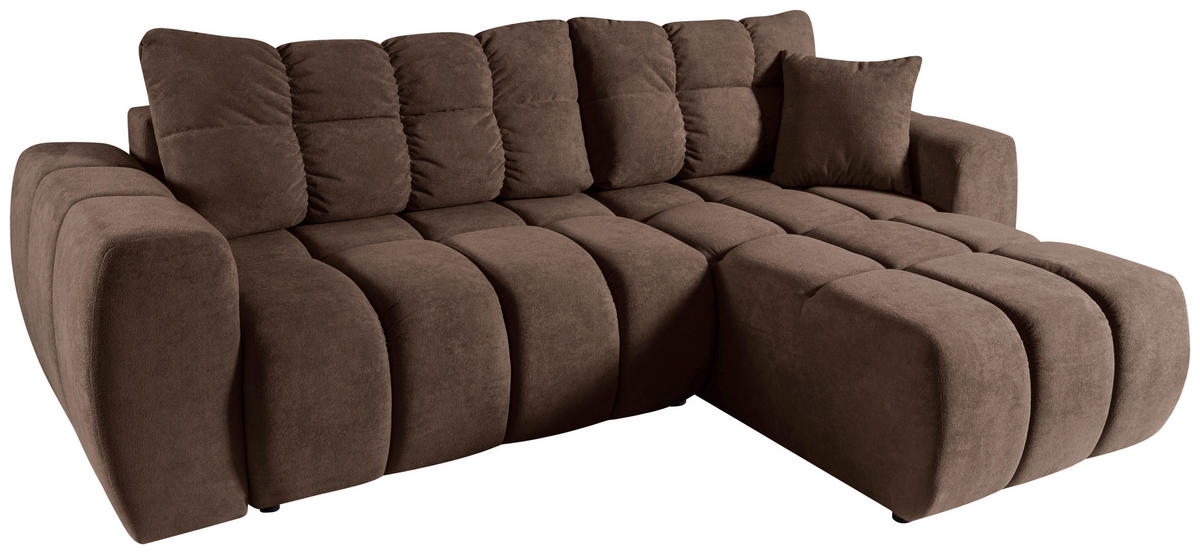 ECKSOFA FERANO Braun Velours  - Schwarz/Braun, Design, Kunststoff/Textil (253/172cm) - Livetastic