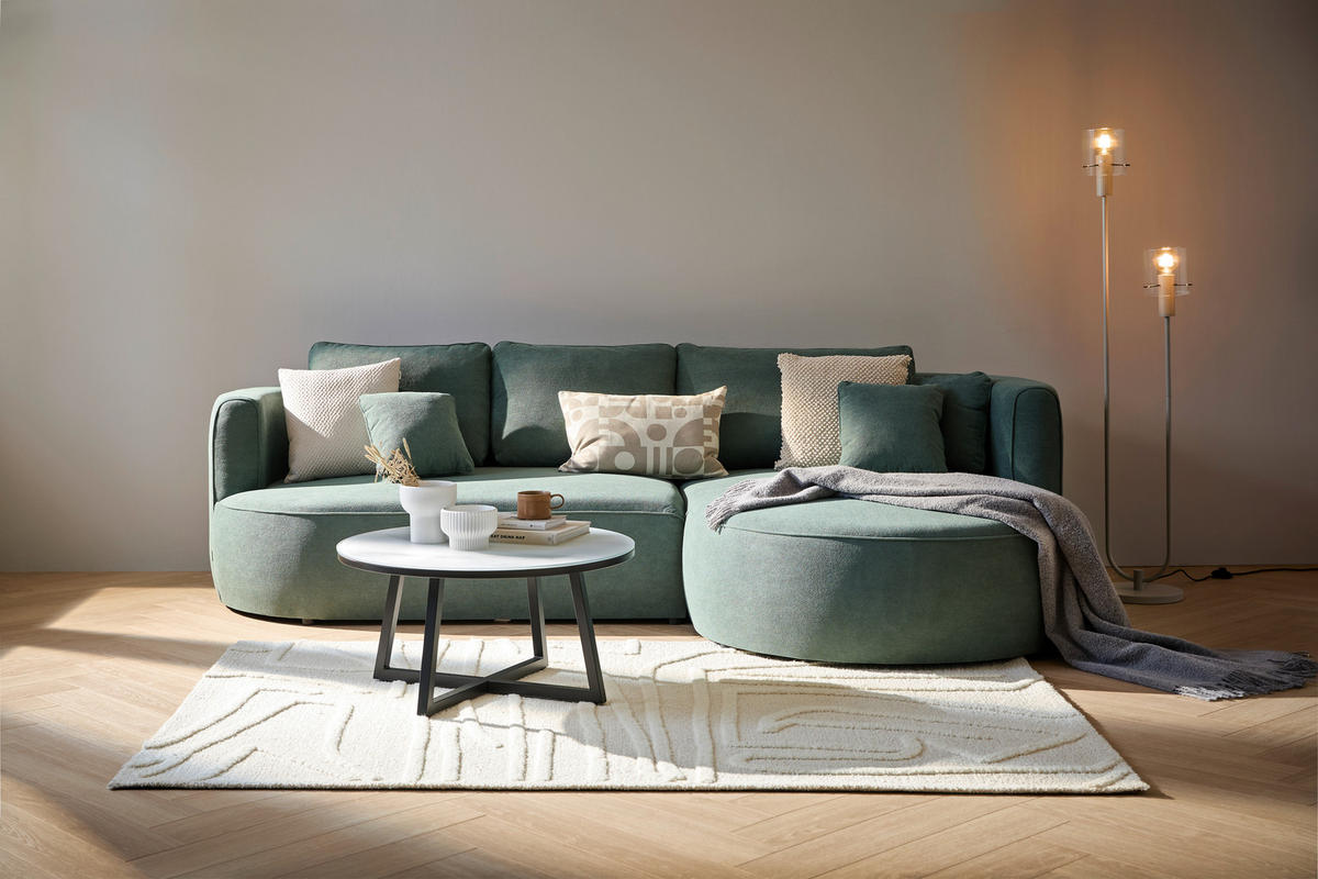 ECKSOFA in Webstoff Grün  - Schwarz/Grün, Modern, Kunststoff/Textil (284/183cm) - Welnova