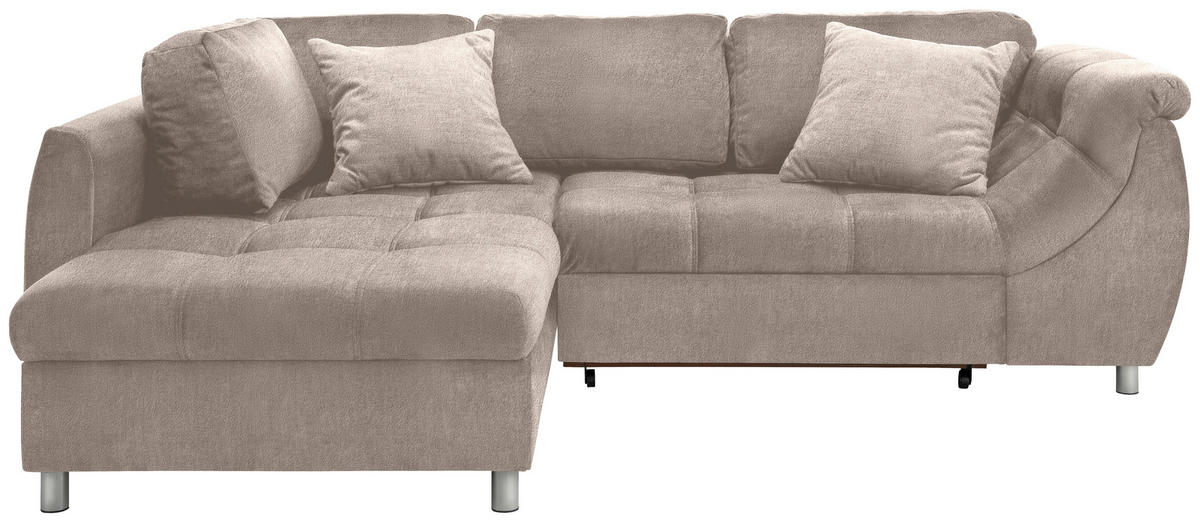 ECKSOFA in Mikrofaser Taupe  - Taupe/Chromfarben, Design, Kunststoff/Textil (190/250cm) - Livetastic
