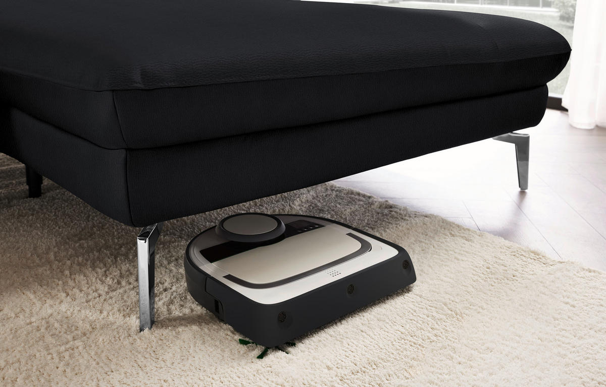 ECKSOFA in Echtleder Anthrazit  325/157 cm  - Anthrazit/Schwarz, Design, Leder/Metall (325/157cm) - Dieter Knoll